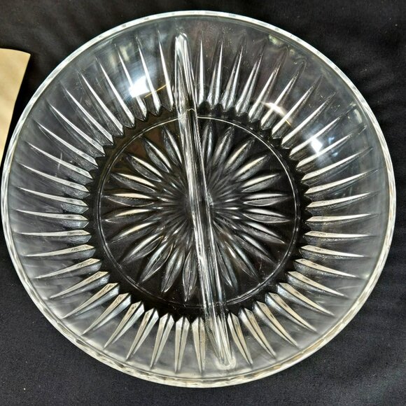 Princess House Highlights Lead Crystal Divided Relish Bowl 2-Part Dish 870 - Picture 3 of 7